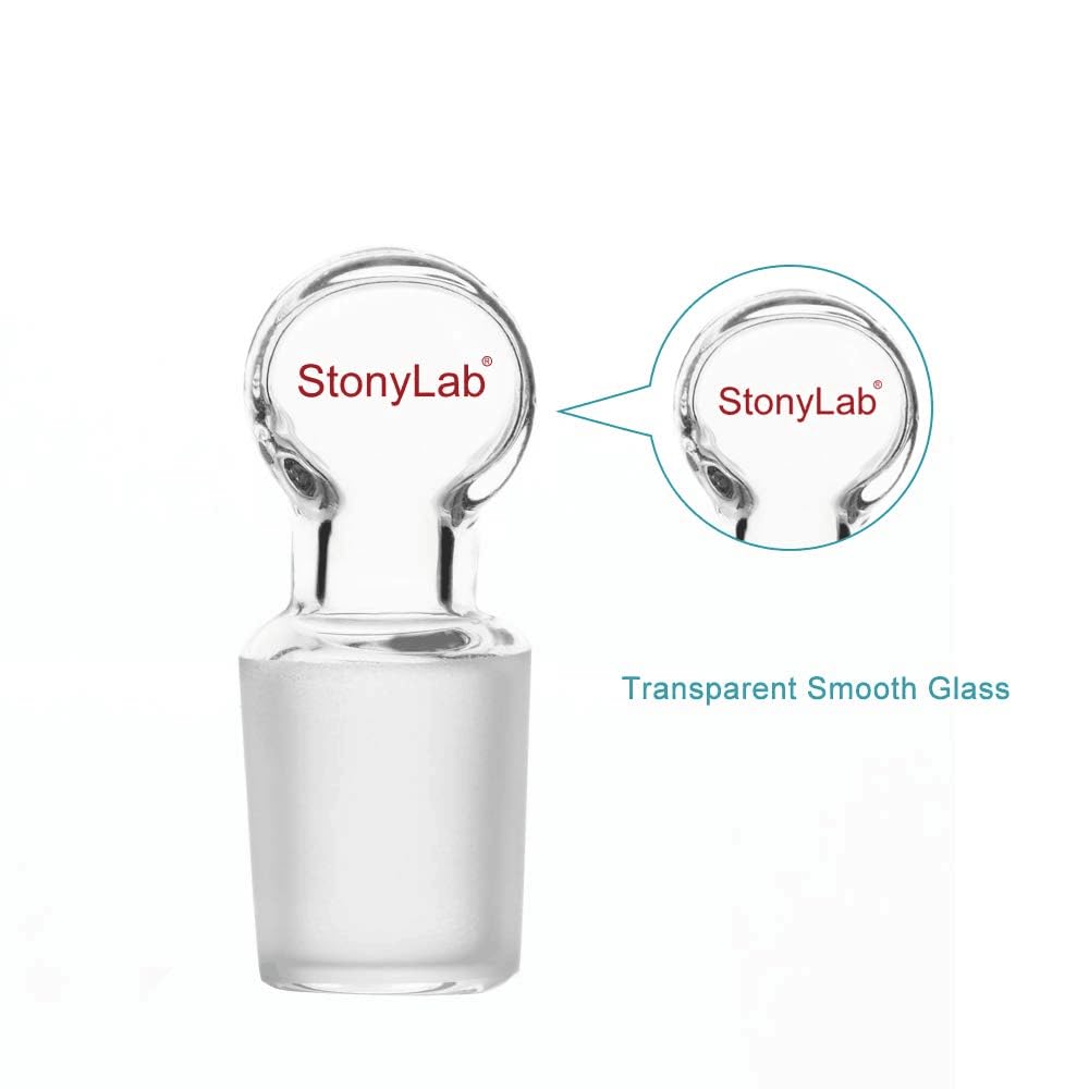 StonyLab Glass Penny Head Glass Hollow Stopper para 14/20 junta externa de vidrio, con fondo cerrado (5 paquete)