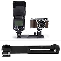 Akozon Dual Flash Bracket Verlängerung Bar , Flash Bracket Stativ Montage Kamera Licht Bracket mit 1/4 Zoll Schrauben und heißem Schuh für DSLR Kamera LED Licht Flash Licht Video Licht Stand
