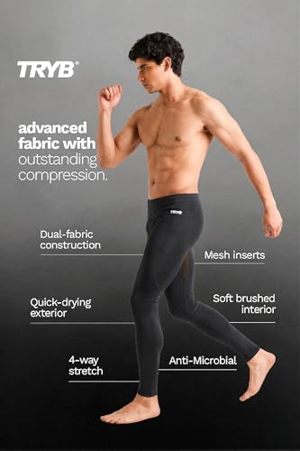 Image of TRYB Men's Compression Shorts & Pants | Sports Innerwear for Gym, Running & Training | Quick Dry, Breathable, 4-Way Stretch, Moisture Wicking, Anti-Chafing Muscle Support Athletic Wear with Pocket