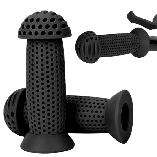 Image of Proberos Bike Handle Grips, 3.9 inches Soft Silicone Grip, Porous Silicone Anti-Slip Grip Universal Children's Bicycle Grips for Scooter, Tricycle, Children's Balance Bike (Black)