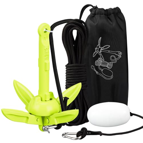 Image of MorningRo 1 Pack 1.5 /3.5 lb Marine Kayak Anchor Kit with 40ft Rope and Buoy Folding Grapnel Boat Anchor Kit Kayak Fishing Accessories for Small Boats, Canoe, SUP Paddle Boards