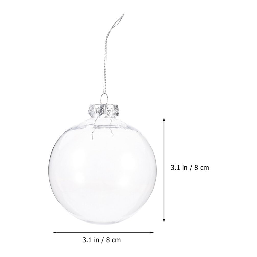 HOMSFOU 10pcs Christmas Iridescent Ornaments Balls Shatterproof Xmas Tree Ball Fillable Plastic Clear Baubles for Diy Hanging Holiday Wedding Party Supplies 8cm - Image 2