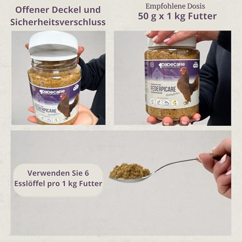 Federpicare Nahrungsergänzungsmittel für Fleisch und Kannibalismus, 500 g, Federmehl, vollständige Ernährung für Hähnchen, Vitamine, Mineralien und Aminosäuren – Bild 6