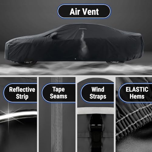 Image of iCarCover Premium Car Cover for 2007-2013 BMW 3-Series Coupe, Convertible Heavy Duty Waterproof All Weather Automobiles Custom Fit Full Exterior UV Snow Rain Protection Covers (Stripe - Black /Gray)
