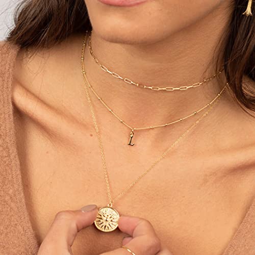 MIDEEO 14K Gold Leaf Pendant Necklaces for Women Dainty Sun Coin Choker Medallion Moon Star Necklace Minimalist Jewelry3