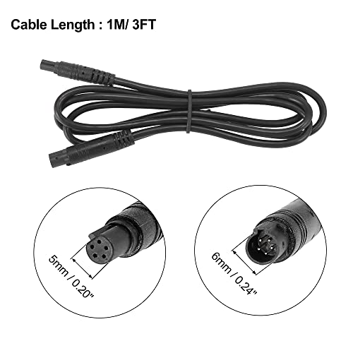 Image of X AUTOHAUX 5 Pin 3ft 1m Backup Camera Extension Cable Dash Camera Cord Wires Car Rear View Camera