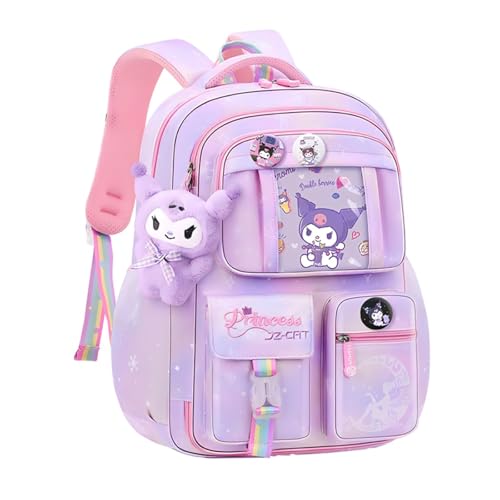 FALAHOM School Backpack for Girls Girls Backpack Cartoon School Backpack for Schoolgirl Large Capacity Girl Backpack for Kids (Purple)