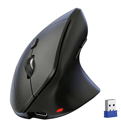 TECKNET Ergonomic Mouse, Wireless Vertical Mouse, 4800 DPI, Rechargeable Bluetooth Mice for Carpal Tunnel Right Hand, 3-Device Connectivity for Laptop, PC, MacBook, Black