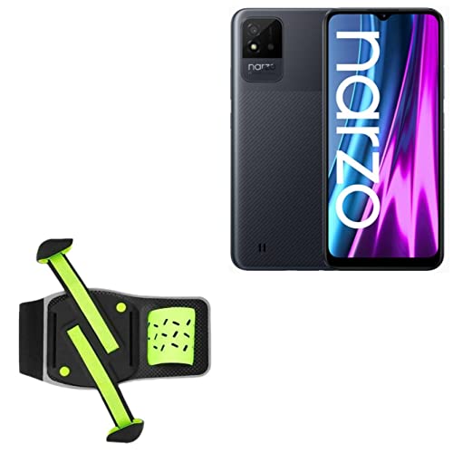 BoxWave Holster Compatible with Realme Narzo 50i - FlexSport Armband, Adjustable Armband for Workout and Running - Stark Green