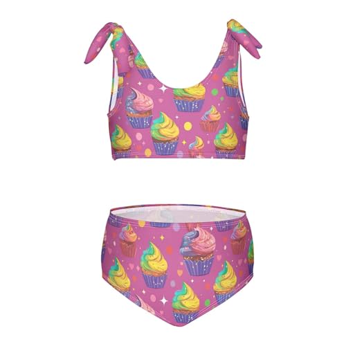 Wusikd Rainbow Cupcakes Girls Swimsuits Two Piece Swimwear Bikini Set for for Girls Size 3T