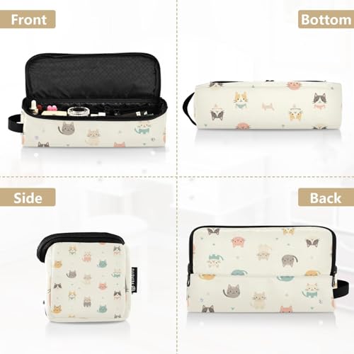 Bolsa de viaje para herramientas de cabello con tapete resistente al calor desmontable, organizador para planchas y rizadores de cabello, diseño kawaii con gatos pastel miniatura 5