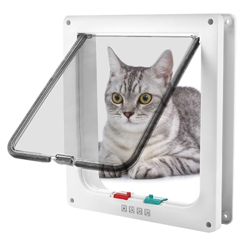 Porta per Gatti e Cani, Gattaiola Con Entrata e Uscita Controllabile 4 Vie, Porticina per Animali Domestici (M)