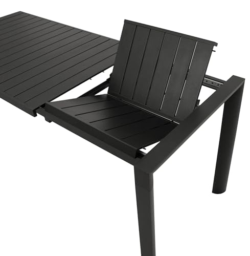 DEGAMO Gartentisch Ausziehtisch Lagos 120/162x70cm, Aluminium anthrazit, Outdoor wetterfest