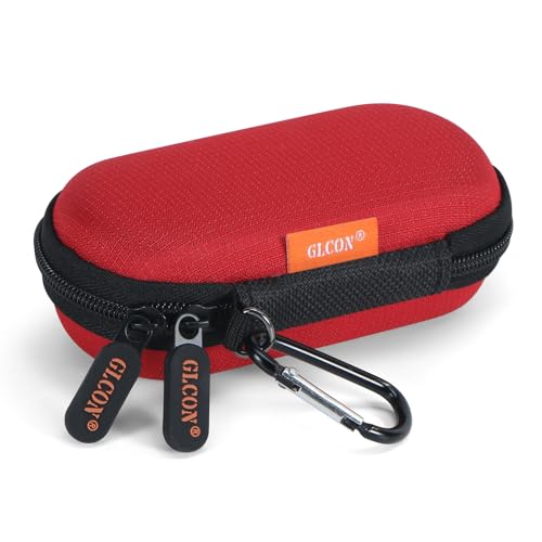 Image of Red Mini Portable Case for Kardiamobile EKG Heart Monitor, Hearing Aids, In Ear Monitor - Small IEM Carrying Case Hard Earbud Pouch for Wired Earbuds, Earpods, Earplug, Keychain, Coin, Cable