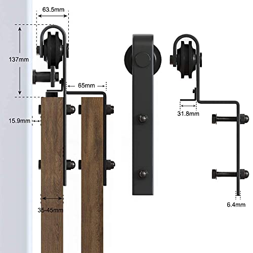 HOCONNIE 6FT/183cm Sliding Barn Door Hardware Kit Barn Door Kit Sliding Door Track for Coincide Double Door - Image 4