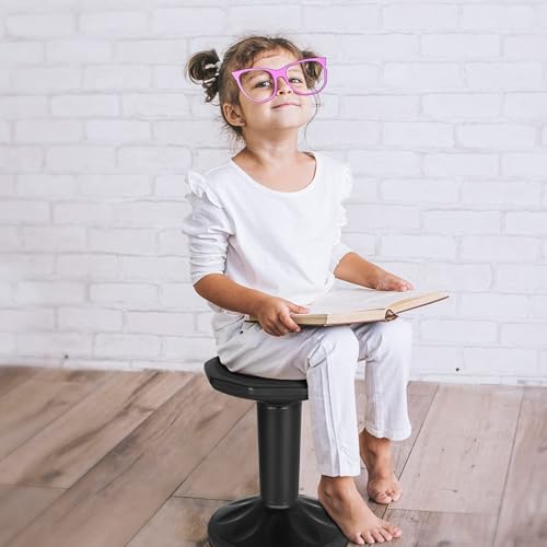 Image of SIMOE Black Wobble Stool for Classroom Seating, 24 Inch Active Learning Chair with Adjustable Height, Flexible Sitting Balance Stool for School and Office Stand-Up