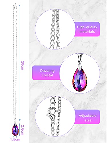 Hicarer 12 Pieces Teardrop Crystal Necklace Cubic Zirconia Pendant Necklace Jewelry for Women3