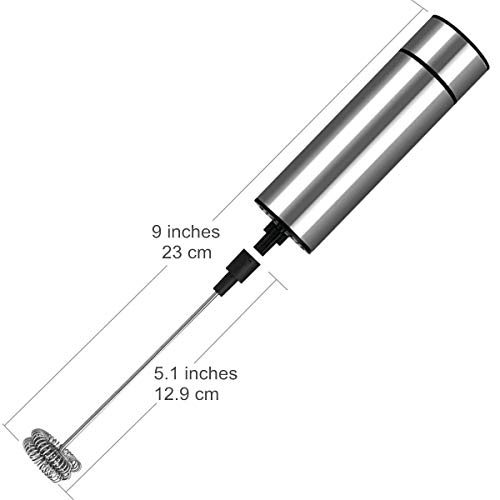 Image of Milk Frother Handheld Electric, Coffee Frother for Milk Foaming, Latte /Cappuccino Frother Mini Frappe Mixer for Drink, Hot Chocolate, Stainless Steel Silver