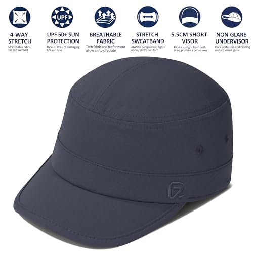 Image of GADIEMKENSD Stretch Army Cap Cadet Military Hats Flat Top Baseball Cap Short Bill Breathable
