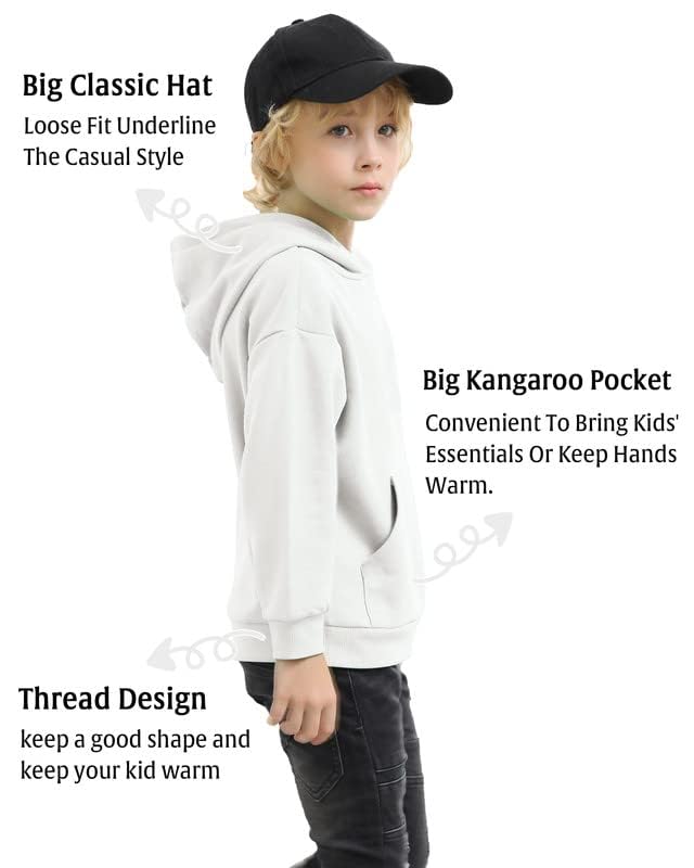 Kids Fleece Sweatshirts Soft Brushed Plain Pullover Hoodie Casual Hooded Sweatshirts for Boys and Girls4