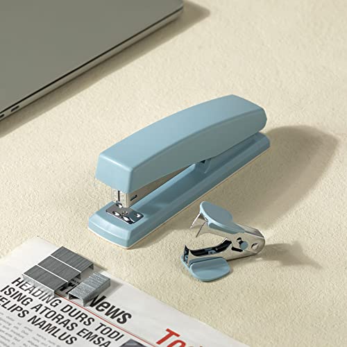 Deli Desktop Stapler - 25 Sheet Capacity, Includes 1000 Staples and Staple Remover, Blue image 8