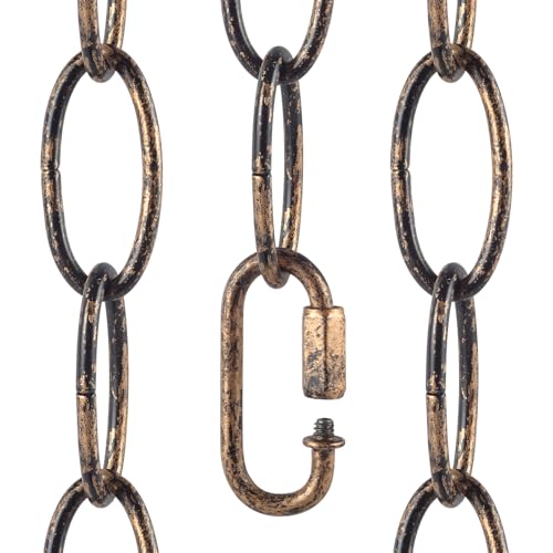 Tovmey 6.5 Feet Aged Bronze Finish Chandelier Chain (3mm) Vintage Pendant Light Fixture Metal Chain with a Fake Rusty Look Heavy Duty Lighting Hanging Chain Extension with 2 Chain Links for Plants