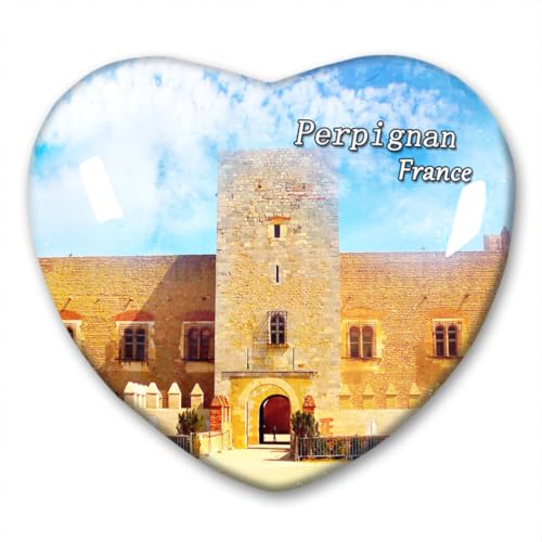 France Perpignan - Imán para nevera, pegatinas decorativas de vidrio en forma de corazón