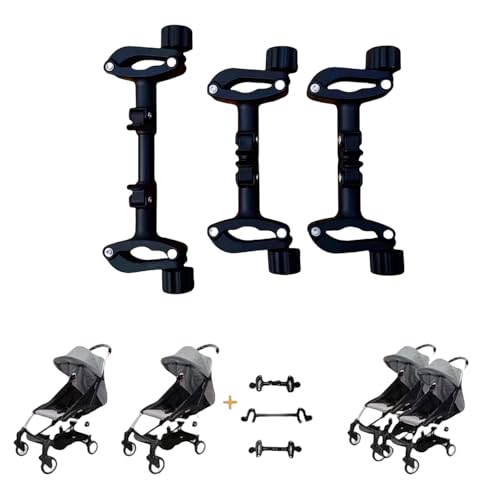 Twin Stroller Connector Side by Side, Universal Stable Baby Stroller Pushchair Connectors Detachable Adjustable Two Single Strollers into a Double...