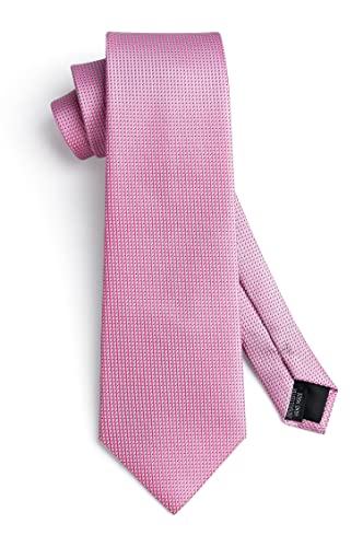 Image of HISDERN Mens Ties Set Stripe Plaid Ties for Men and Pocket Square Cufflinks Formal Silk Necktie Wedding Business