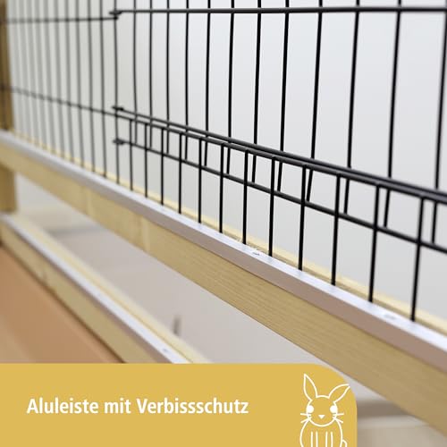 Kerbl Pet Kleintierkäfig Indoor Deluxe, Kleintierstall, 115x60x118cm, Holz, Metallgitter, Nager, Kaninchen, Meerschweinchen, zwei Etagen