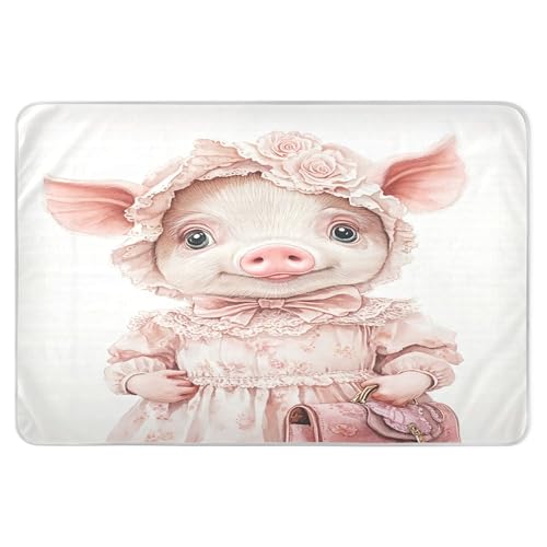 Takiito Cute Pig Bed Pad Reusable Bed Underpad Washable Waterproof Leak-Proof Quick Dry Incontinence Pee Pad for Toddlers Kids Adults Pets 34x52 in