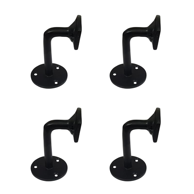 Adonai Hardware "Jair" Antique Wrought Iron Sturdy Handrail Brackets (3.3" x 4 Pack, Matte Black) for DIY Easy Installation, Staircase, Stairs, Rails, Railings, Support and Home Decor-image-15