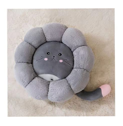 SSDHUA Cat Nest Flower Shape Cat Sofa Bed Cute and Comfortable Pet Cat House Thickened Non-Slip Soft Pet Bed Suitable for Small Cats and Dogs (S,Gray)