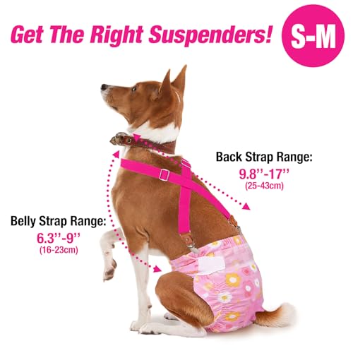 Image of Pet Soft Dog Suspenders 2 Pieces Female Dog Diaper Suspenders for Dogs Diaper Keeper Suspender for Dogs Skirt, Dogggy Dress (Plaid, S /M)