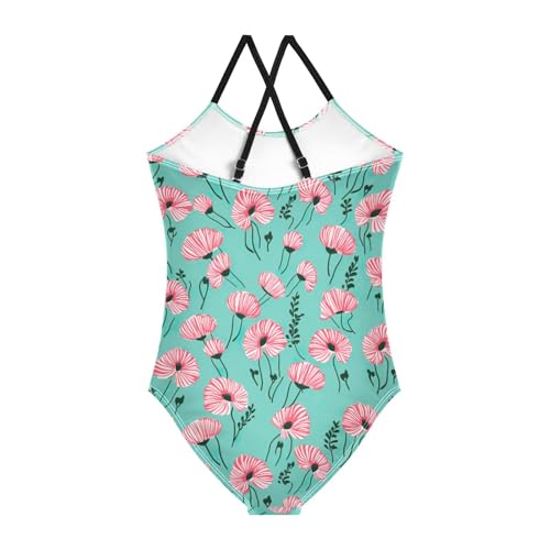 Flowers Floral Pink Girls One Piece Swimsuit Beach Swimwear 208499182