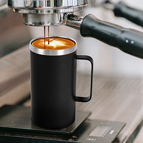 NymphFable 710ml Negro Taza termica Doble Pared Acero Inoxidable Vaso Termico Cafe con Tapa y asa Vaso Termo Cafe para… - Imagen 5