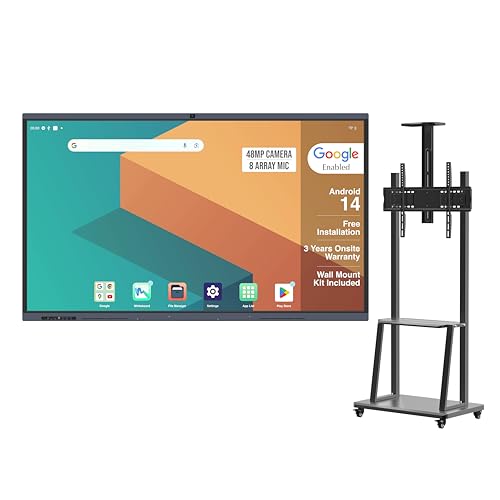 Image of BIG VUE Pluss 75 Inch Android 14 Interactive Flat Panel - All in 1 Digital Board with Stand, 8 GB RAM 128 GB ROM, Ai, 48MP Camera - Microphone, Multitouch Screen Display for Teaching & Office Use