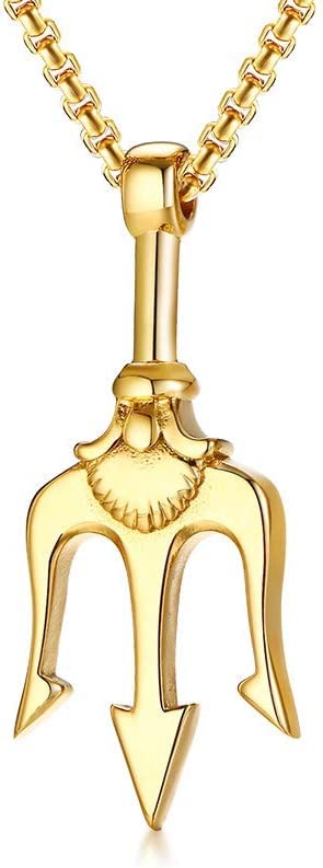 VIEN® Poseidon Trident Pendant Stainless Steel Ancient Greece Amulet Necklace for Men Gift for Sailor (GOLD) (B0BNDN7Y21) Amazon Price History, Amazon Price Tracker