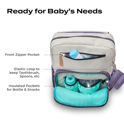 Image of Luxury Baby Diaper Bag For Mother Multi-Utility Backpack with Detachable Pouch - Spacious Travel & with Multiple Compartments, Padded Shoulder Straps, Side Pockets & Top Handle - Lightweight