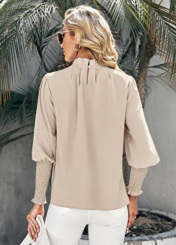 Teurkia Womens Long Sleeve Blouse Office Loose Trendy Casual Work Shirt Tops Khaki — view 2