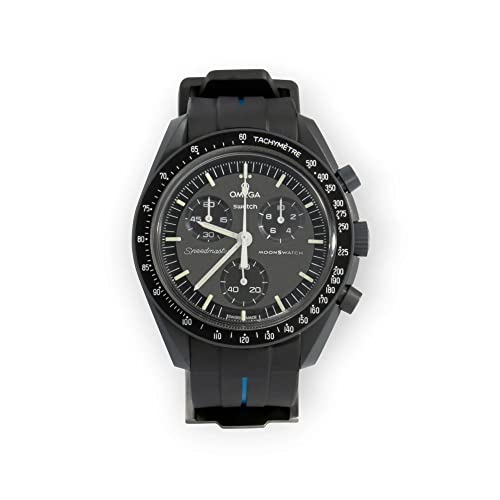 Bracelet Omega Swatch MoonSwatch caoutchouc noir bleu : alternative sans jeu - 4