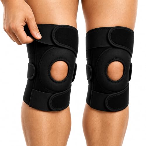 Image of ANTIL'S Knee Brace for Knee Pain Relief (Pack of 2) | Adjustable Compression Knee Support for Men & Women | Patella Stabilizer Knee Cap for Gym, Running, Arthritis, Sports & Injury Recovery | Black