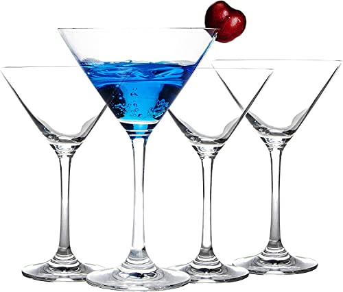 Image of VILON Italian Premium Martini Glasses Set of 10-Hand Blown Crystal Martini Glasses-Elegant Cocktail Glasses for Bar,Martini,Cosmopolitan,Manhattan, Gimlet,Pisco Sour 180 ML(180 ML, 10)
