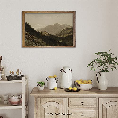 Rustic Farmhouse Wall Art Decor - 24X36 Large Unframed Rolled Canvas - Boho Landscape Picture - French Country Kitchen Print Posters - Neutral Aesthetic Vintage - Spring Summer Mountain Oil Painting #TOP5