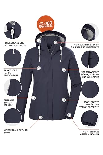 Veste imperméable femme Killtec Kos 61 avec capuche amovible pour extérieur