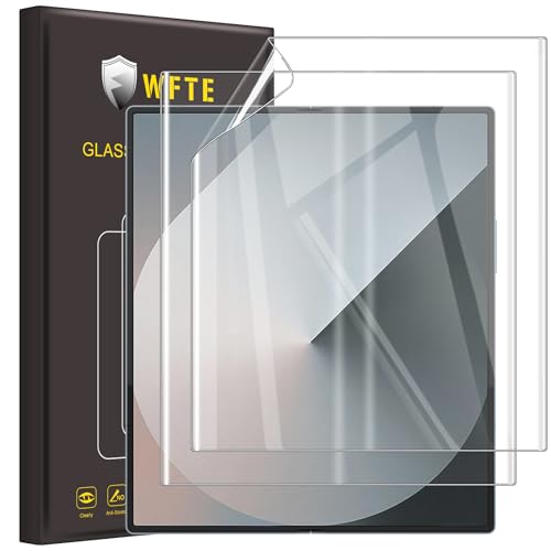 Image of WFTE Screen Protector for Samsung Galaxy Z Fold 6/Z Fold6,[2-Pack] Flexible TPU Film Screen Protector [Full Coverage] [HD Clear] [Bubble Free][Fingerprint unlock support](Transparent)