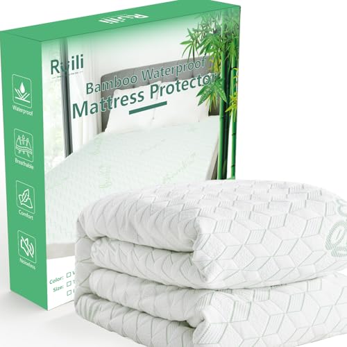 Twin Waterproof Mattress Protector 2 Pack Washable Mattress Padded Cover Rayon Bamboo Fitted Twin Size Bed Protection Noiseless Plastic Bed Pad Deep Pocket Up 18“ Soft&Breathable