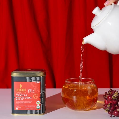 Image of Luxmi Estates Tea Bundle - Vanilla Spice Chai, Lemon Ginger Root & Purely Peppermint | New Years Gift Box I Christmas Gift Hamper | Stress Relief, Bedtime & Detox Tea Collection - Organic Loose Tea | Pack Of 3 | Certified USDA Organic Tea