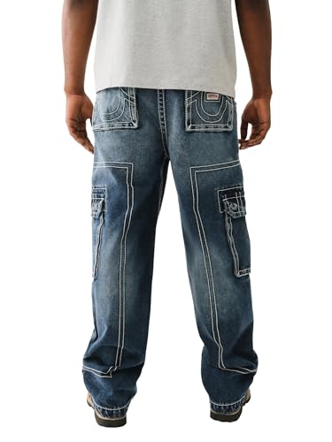 True Religion Men's Denim Big T Cargo Pants with Signature Stitching4