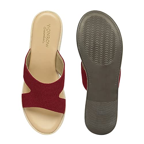 Image of MONROW Inaya Mesh Wedge Heels for Women, Girls | Fancy & Stylish Heel sandals, Casual, Comfortable Fashion Heel Sandal